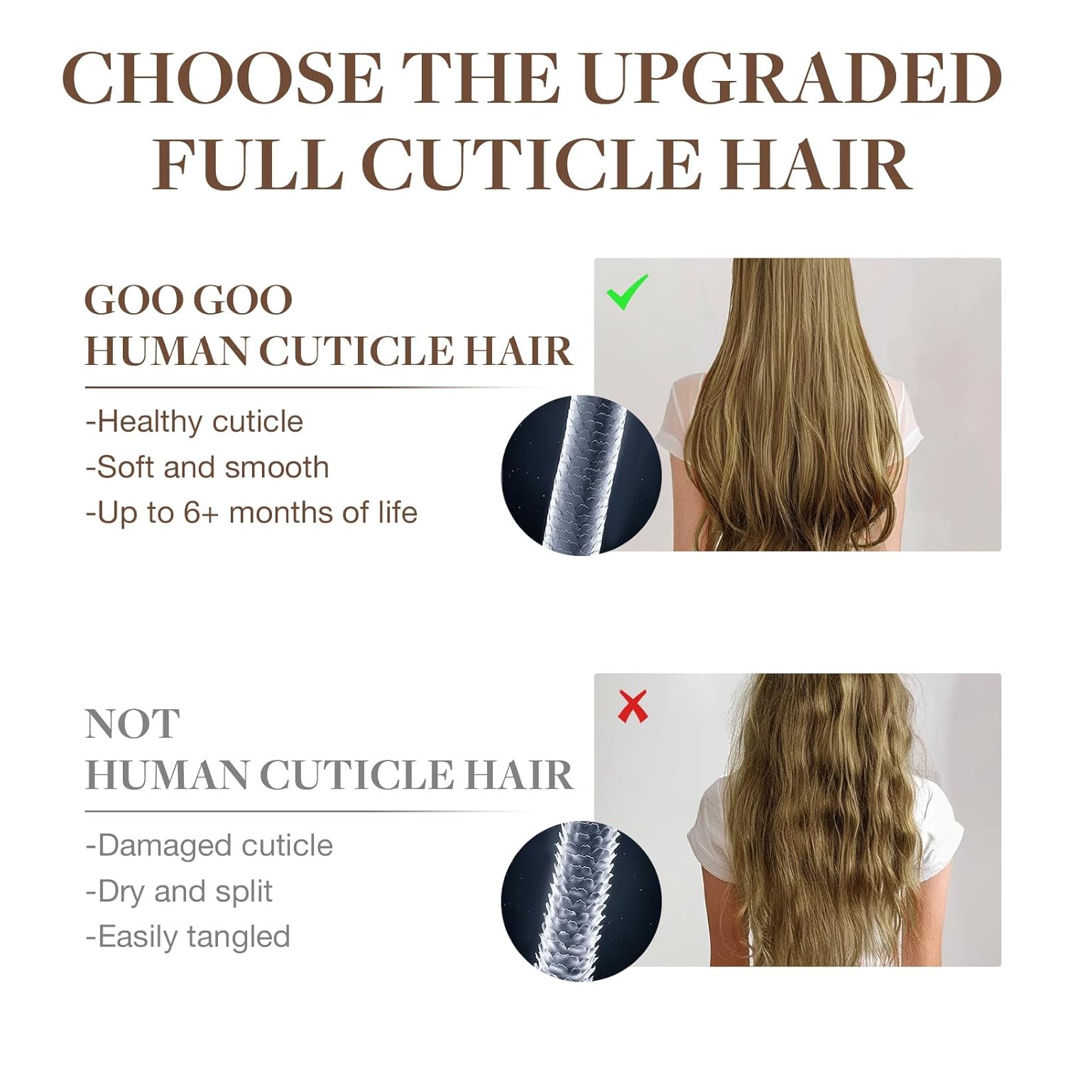 Alternative view of GOO GOO Invisi Edge Clip in Hair Extensions 20inch 150g 7Pcs Injected Seamless PU Clip in Hair Extensions, Virgin Real Human Hair, 2 Dark Brown