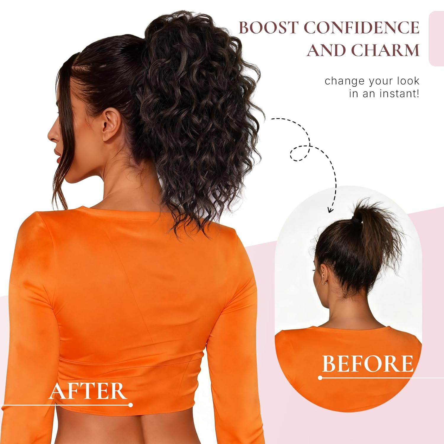 Alternative view of ZQIAN BEAUTY Claw Clip Ponytail Extension - 12 Inch Curly Pony Tails Hair Extensions, Synthetic Hair Extensions Ponytail, Clip on Ponytails for Women (Color: Chocolate Brown)