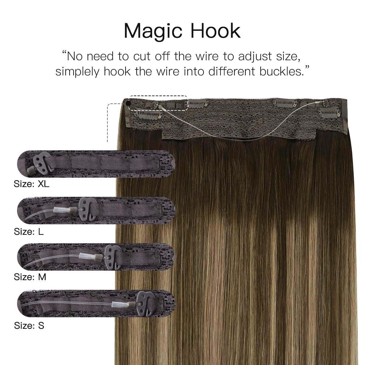 Alternative view of HOTBANANA Wire Hair Extensions, 18 inch 95g Chocolate Brown to Caramel Blonde Invisible Fish Line Real Human Hair Extensions Straight