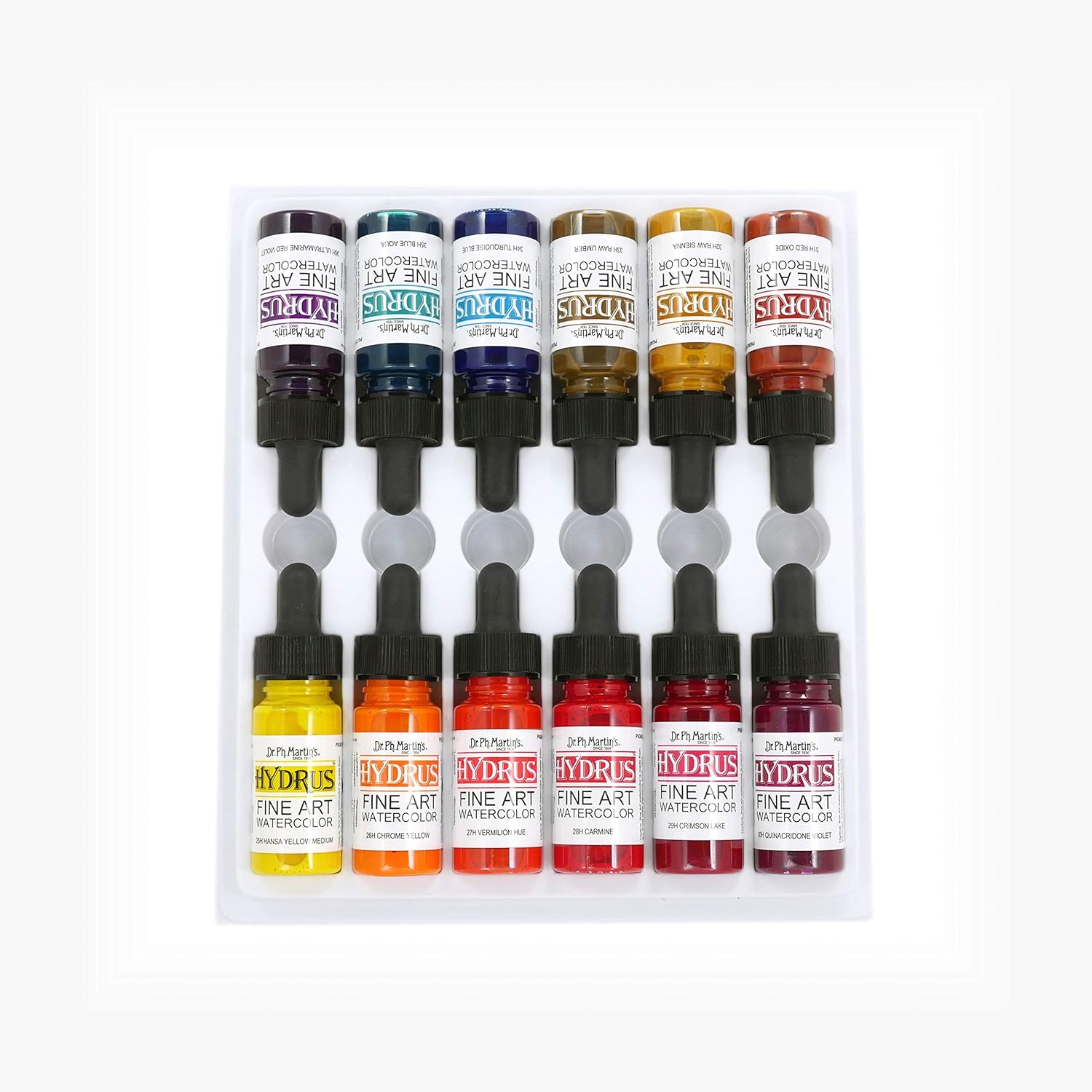 Dr. Ph. Martin's Hydrus Fine Art Watercolor (Set 3) Watercolor Set, 0.5 oz, Set 3 Colors, 1 Set of 12 Bottles