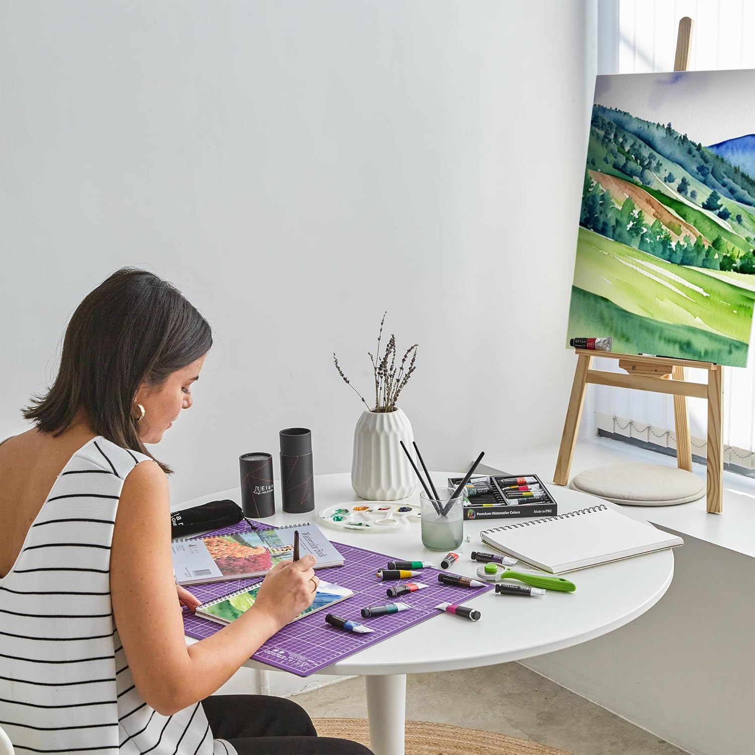 Elan Professional Watercolor Paint Set, 24 Liquid Watercolor Paint Tubes 0.4fl oz, Non-Toxic Mini Tubes for Canvas & Crafts, Art Paints for Adults