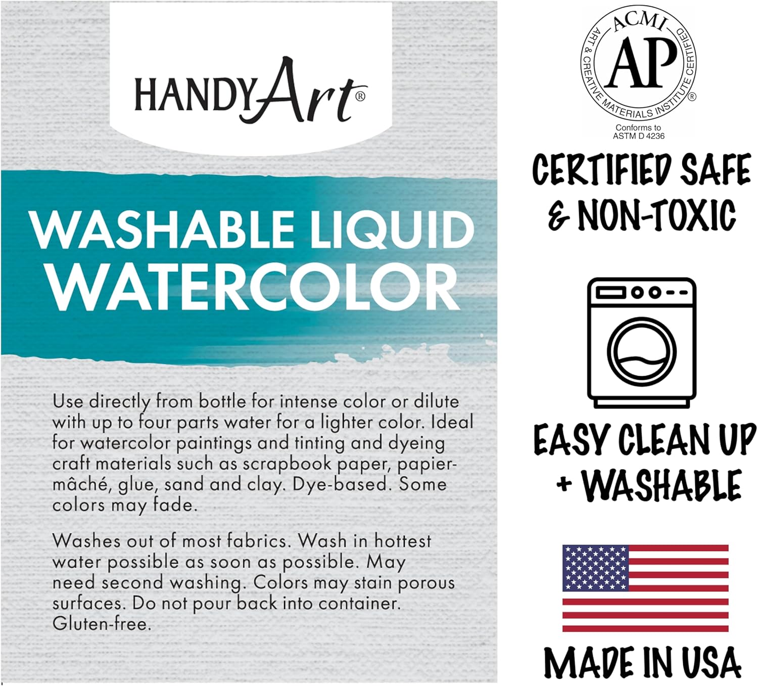 Handy Art Washable Liquid Watercolor 8 ounce, Metallic Gold