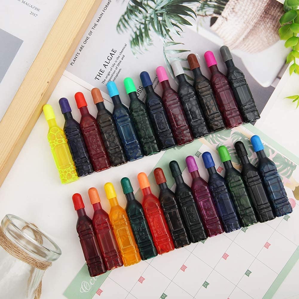 24 Colors Liquid Watercolor Ink Set 8ml/Bottle for Watercolor Brush Pens Washable Children Painting Tool Art Supplies(24 Colors)
