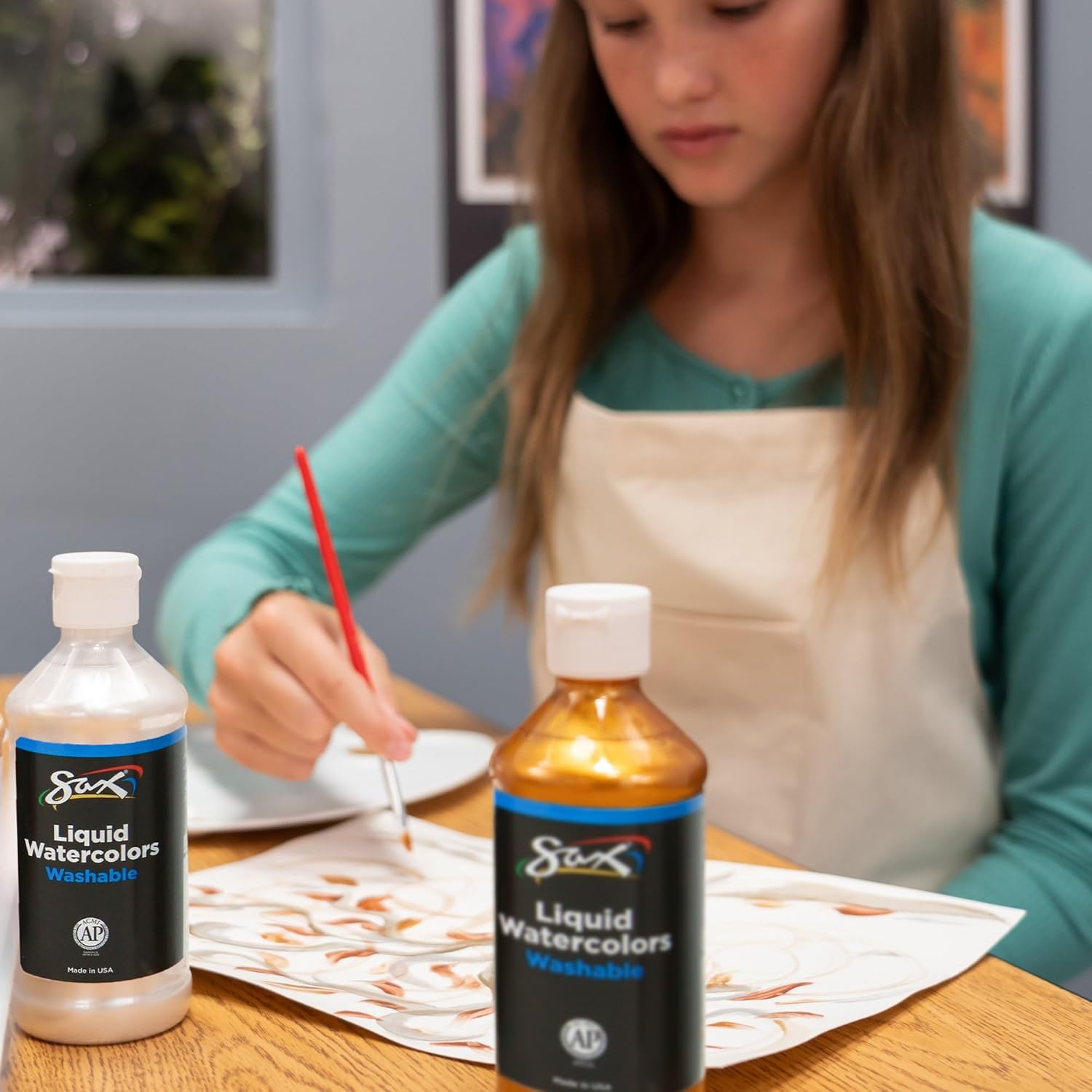 Sax Liquid Washable Watercolor Paints, 8 Ounces, Assorted Metallics, Set of 6