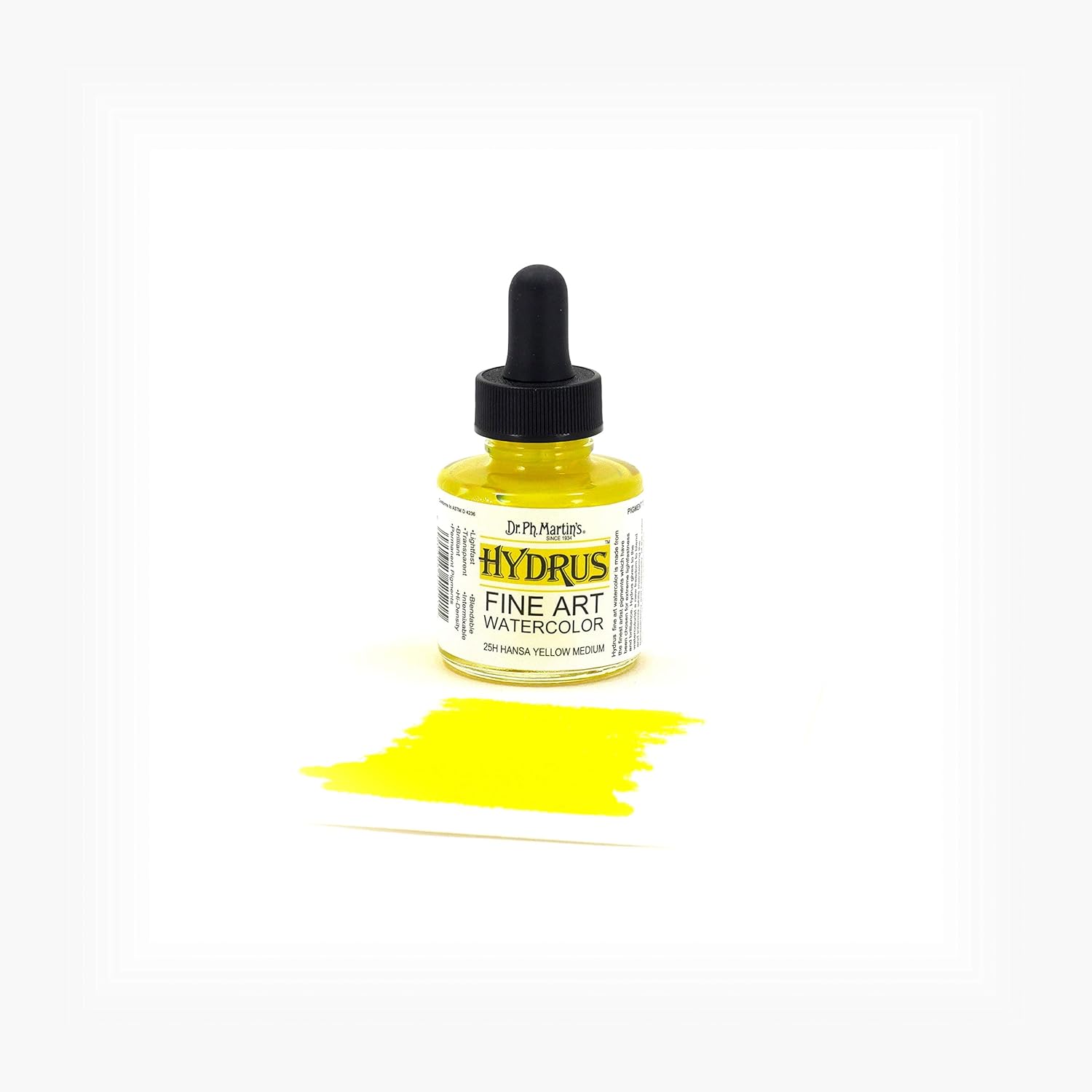 Dr. Ph. Martin's Hydrus Fine Art Watercolor (25H) Watercolor Bottle, 1.0 oz, Hansa Yellow Medium, 1 Bottle