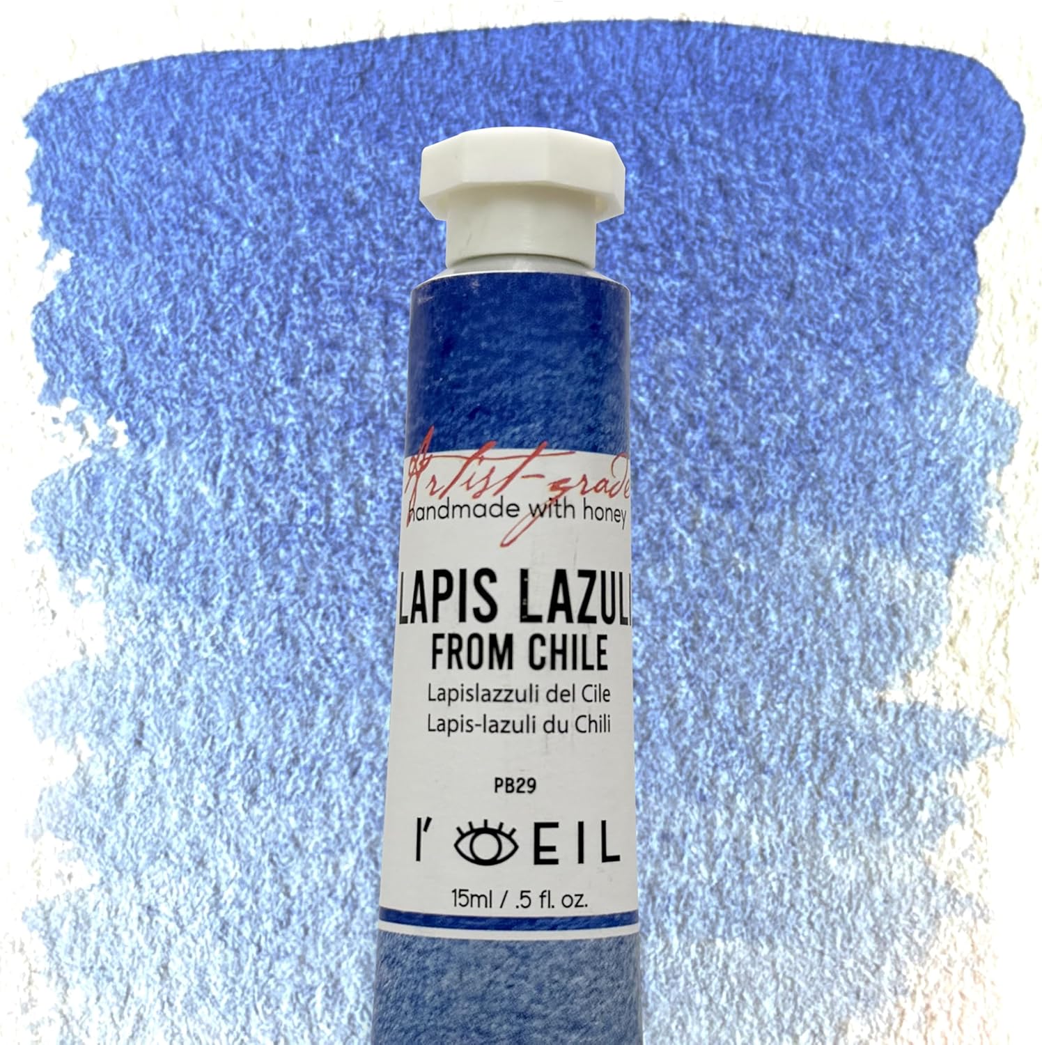 L'oeil (Genuine Minerals) Professional Artist Grade Extra Fine Handmade Watercolor 15ml Paint Tube, 5 Fl Oz, Natural Granulation, Rich Colour Luminosity, Lightfast Non-fading, Archival Quality (Lapis Lazuli from Chile)