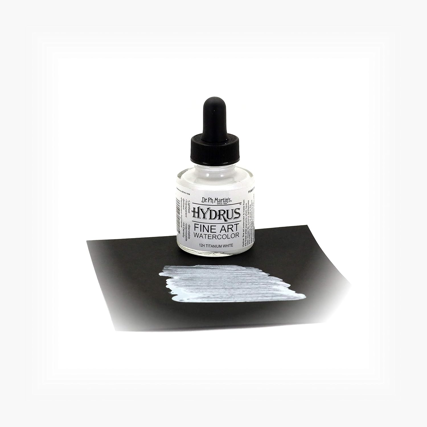 Dr. Ph. Martin's Hydrus Fine Art Watercolor (12H) Watercolor Bottle, 1.0 oz, Titanium White, 1 Bottle