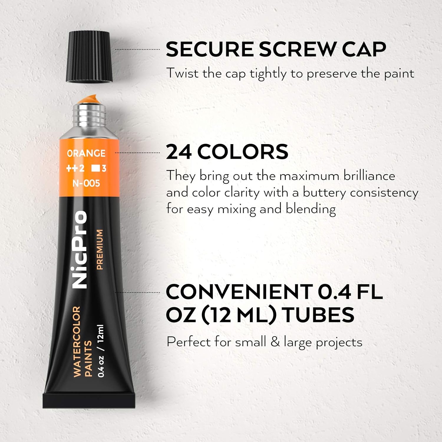 Alternative view of Nicpro Watercolor Paint Set for Adults, Beginner & Artists, 24 Colors Watercolor Tube Set (12ml,0.4oz) with 25 Watercolor Paper Book, 8 Squirrel Paint Brushes, Palettes, Water Color Painting Supplies