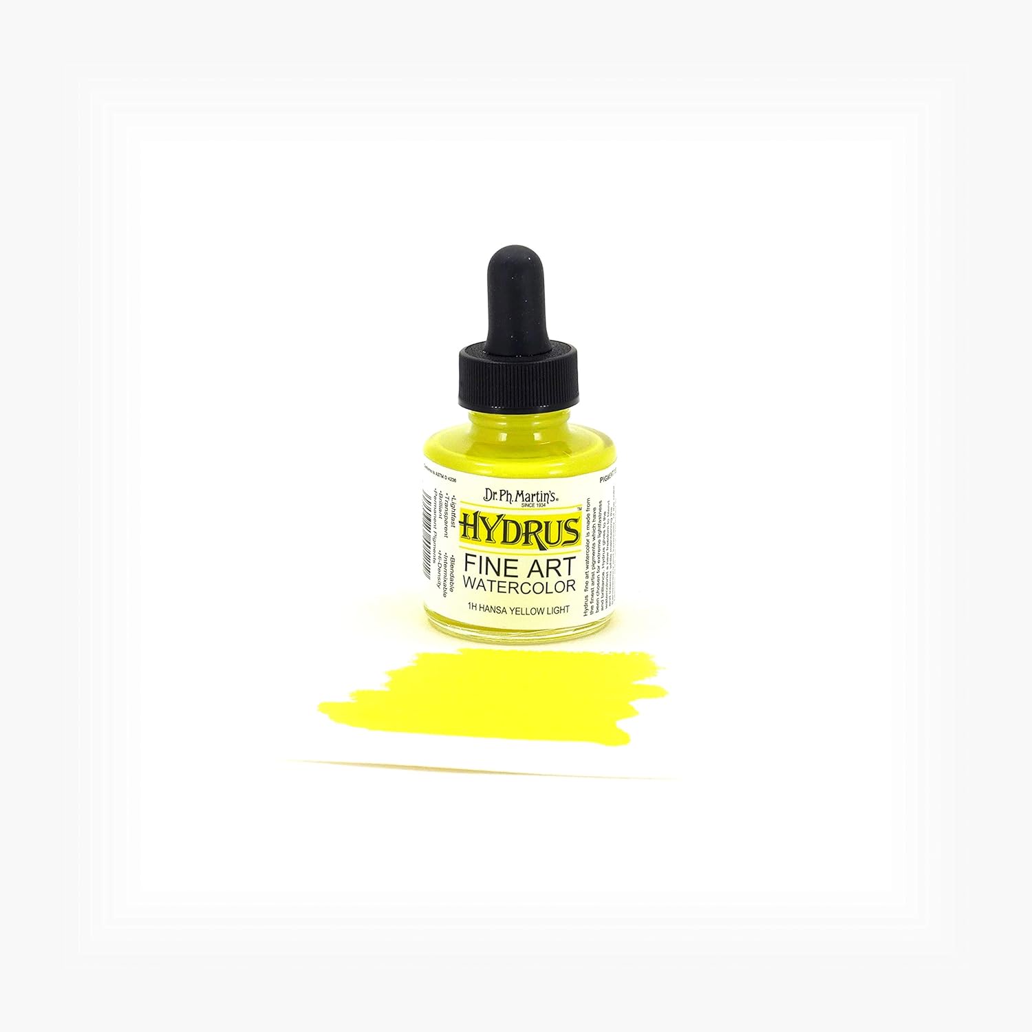Dr. Ph. Martin's Hydrus Fine Art Watercolor (1H) Watercolor Bottle, 1.0 oz, Hansa Yellow Light, 1 Bottle