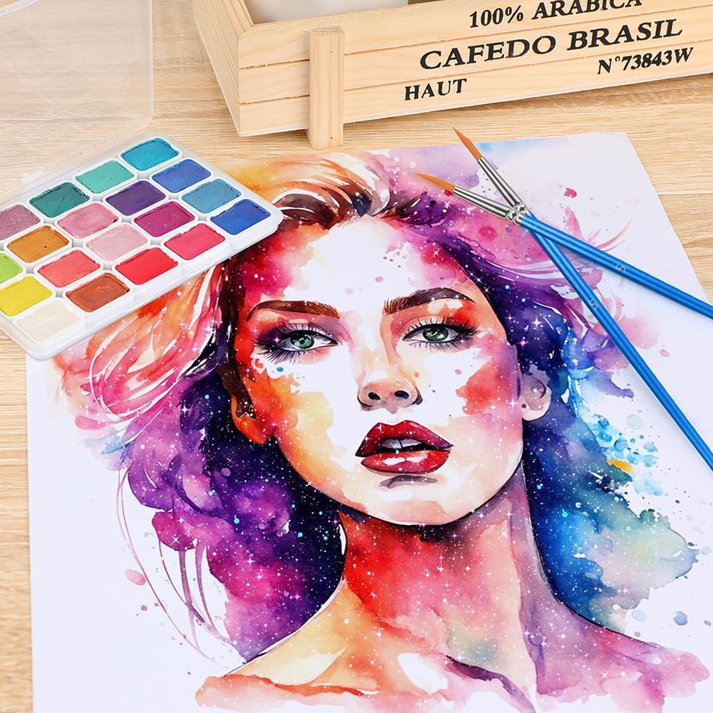 2pc Forestry Shifting Watercolor Set - Shimmer Metallic and Color Shifting Paint - Complete Colorful Kit for Art