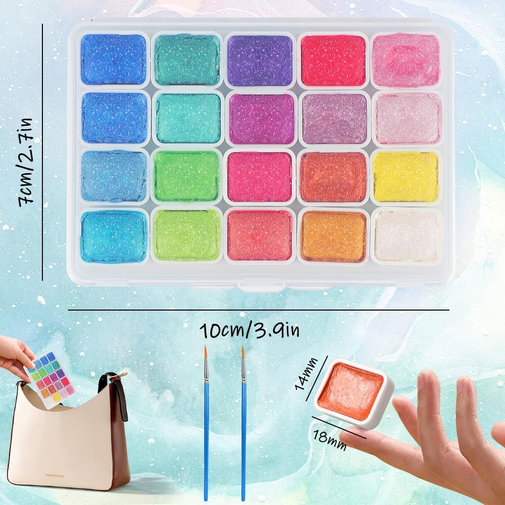 Alternative view of 2pc Forestry Shifting Watercolor Set - Shimmer Metallic and Color Shifting Paint - Complete Colorful Kit for Art