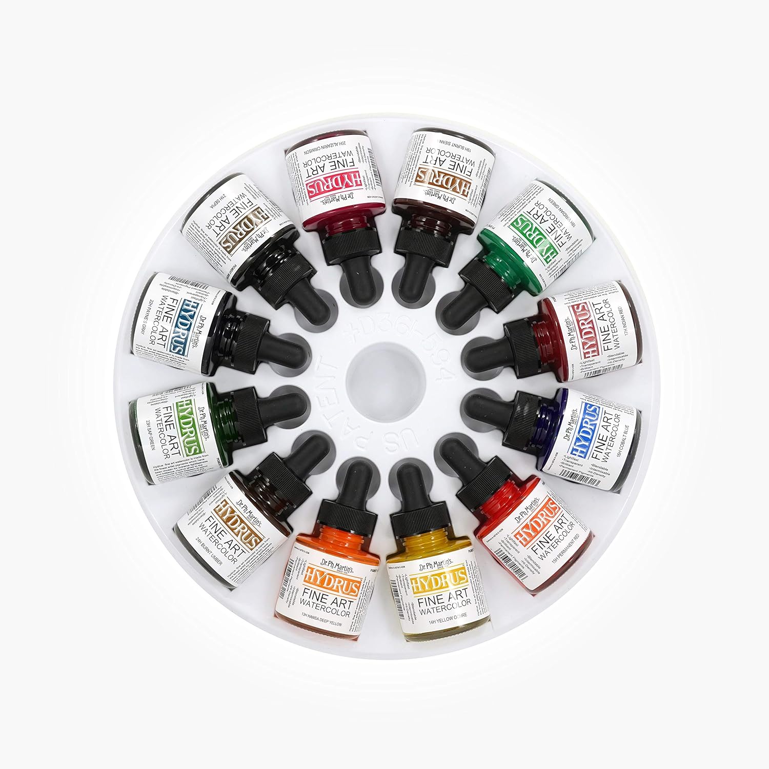 Dr. Ph. Martin's Hydrus Fine Art Watercolor (Set 2) Watercolor Set, 1.0 oz, Set 2 Colors, 1 Set of 12 Bottles (400257-XXX)