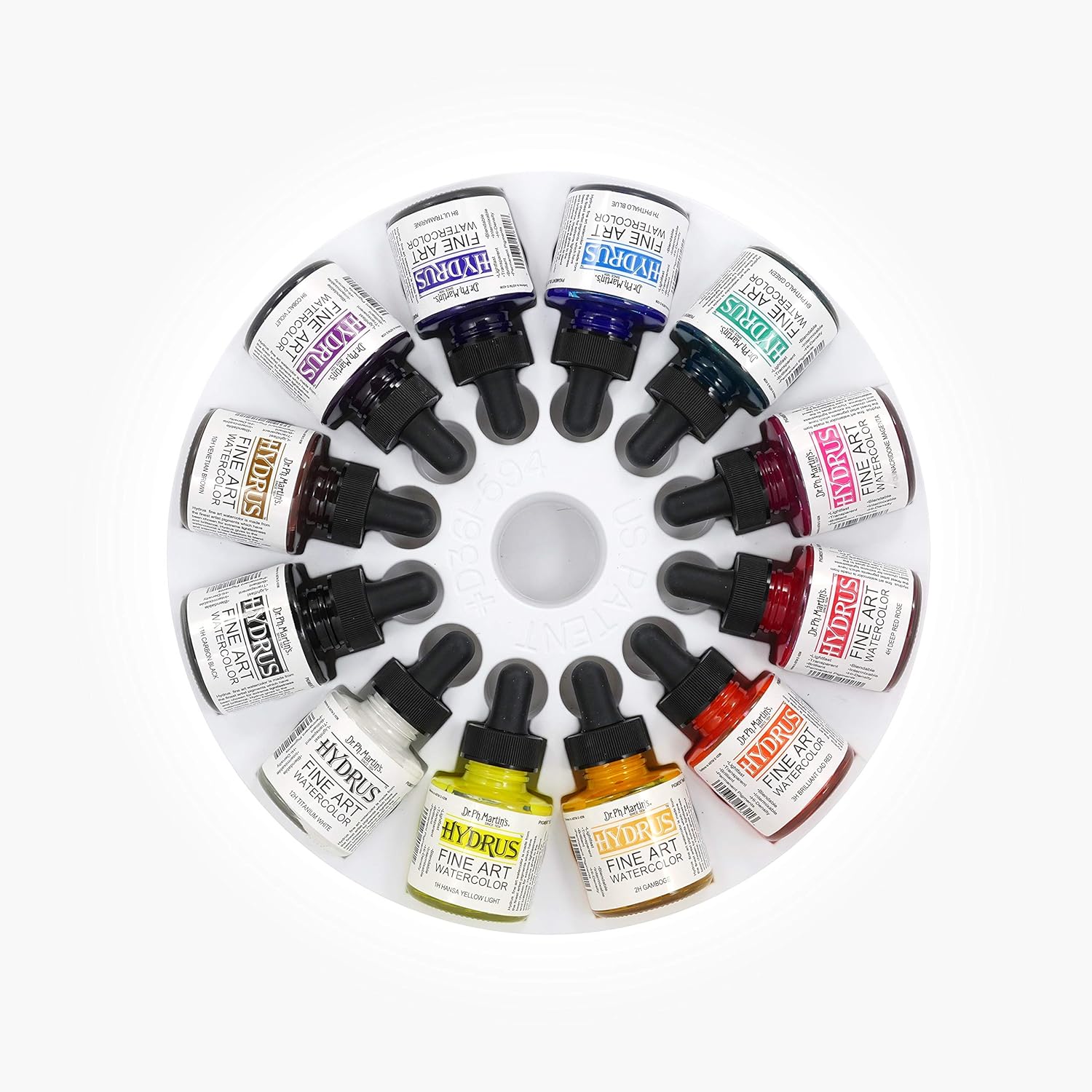 Dr. Ph. Martin's Hydrus Fine Art Watercolor (Set 1) Watercolor Set, 1.0 oz, Set 1 Colors, 1 Set of 12 Bottles