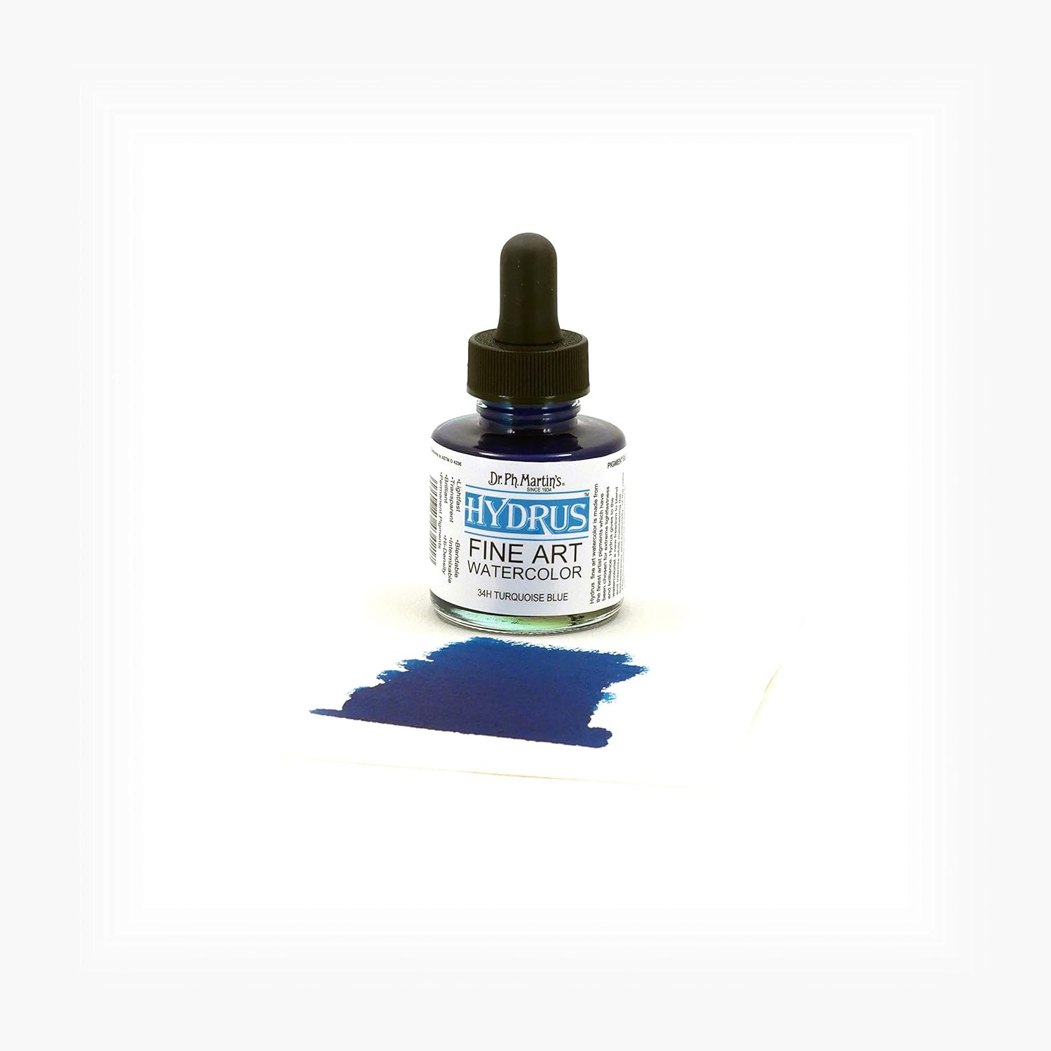 Dr. Ph. Martin's Hydrus Fine Art Watercolor (34H) Watercolor Bottle, 1.0 oz, Turquoise Blue, 1 Bottle