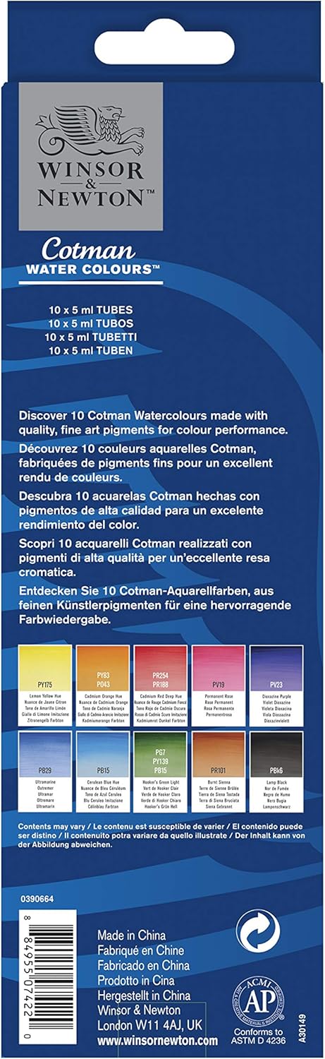 Alternative view of Winsor & Newton Cotman Watercolor Paint Set, 10 Colors, 5ml (0.17-oz) Tubes