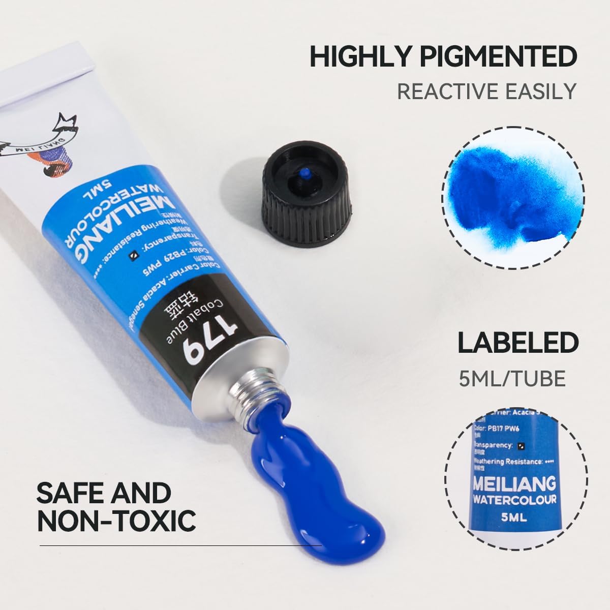 Alternative view of MeiLiang Watercolor Paint Set 36 Vibrant Colors 5ml (0.17-oz) Tube, Non-toxic Water Color Paints, Watercolors Painting Art Supplies, Painting Kits for Adults & Teens Beginners