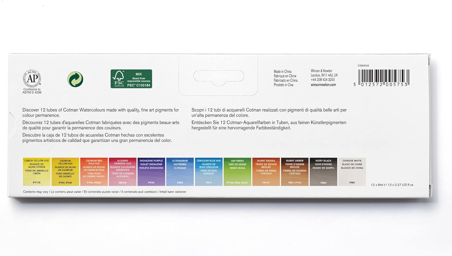 Alternative view of Winsor & Newton Cotman Watercolor Paint Set, 12 Colors, 8ml (0.27-oz) Tubes