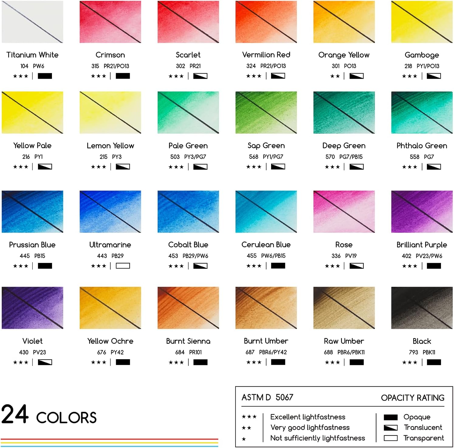 MEEDEN Watercolor Paint Tubes Set - 24 x 12ml/0.4oz Water Color Paints for Students Beginners