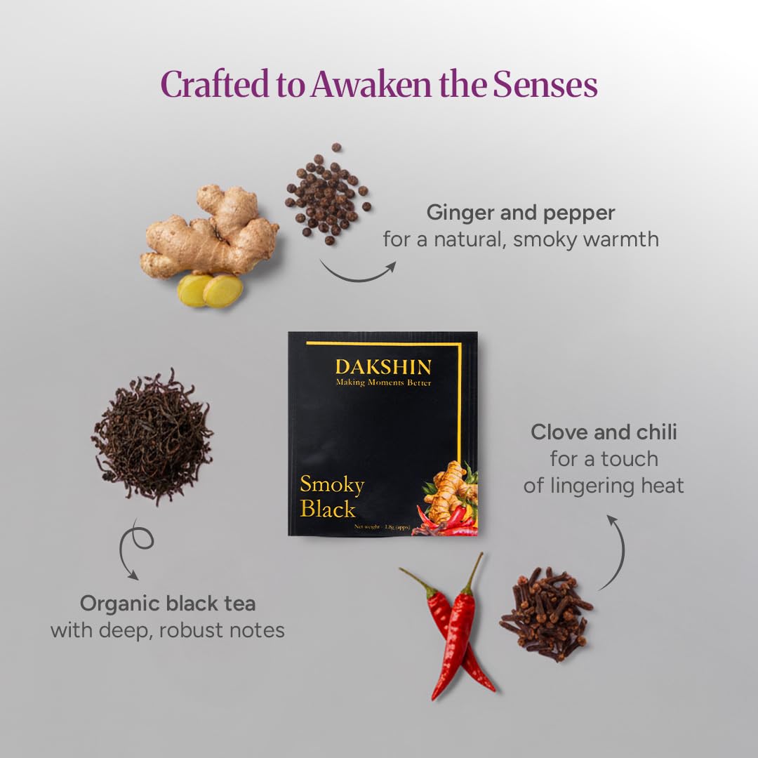 Alternative view of Dakshin Smoky Organic Black Tea | Bod and Aromatic | 1 box of 16 teabags