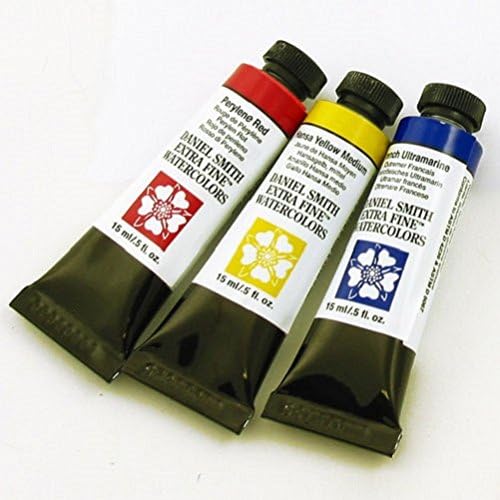 DANIEL SMITH Extra Fine Primary Watercolor Set, 3 Tubes, 15ml, 1.5 Fl Oz (Pack of 1)