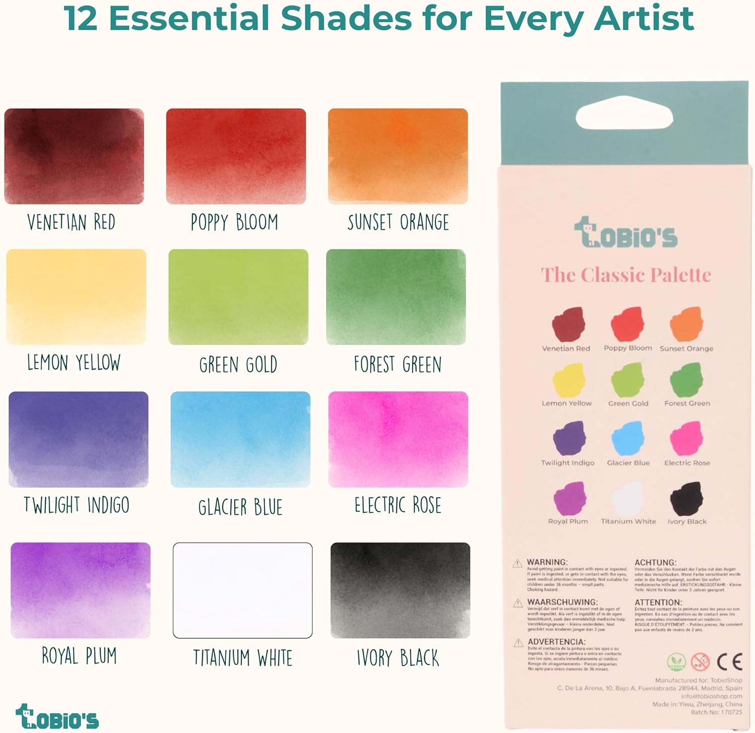 Alternative view of Original Tobios 12-Color Watercolor Paint Tube Refills – Artist-Grade Portable Watercolor Tubes for Travel, Painting & Creative Projects – High-Pigment Refill Set for Beginners, Students & Professional Artists