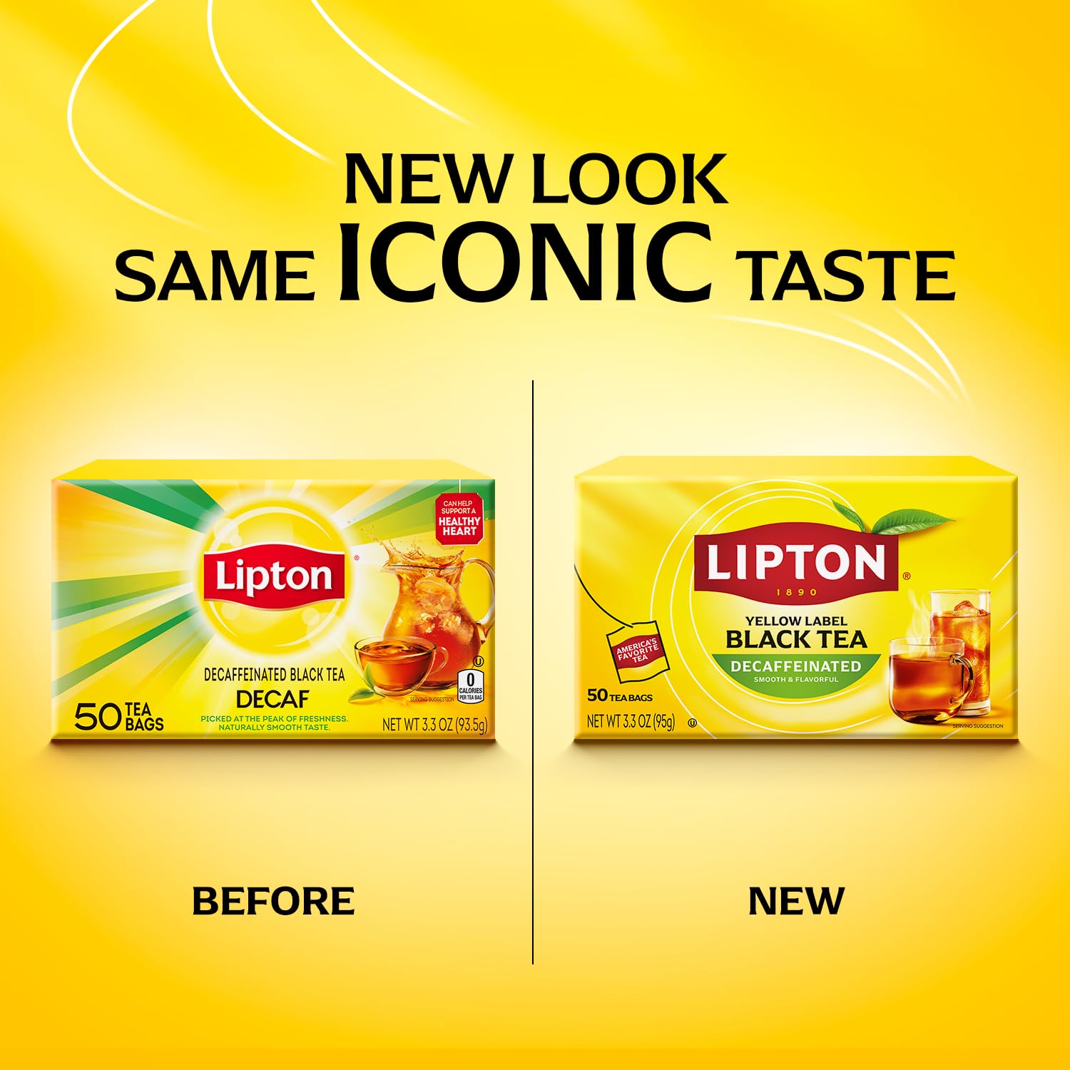 Lipton Decaf Black Tea Bags, Hot or Iced Caffeine Free Tea, 50 Tea Bags