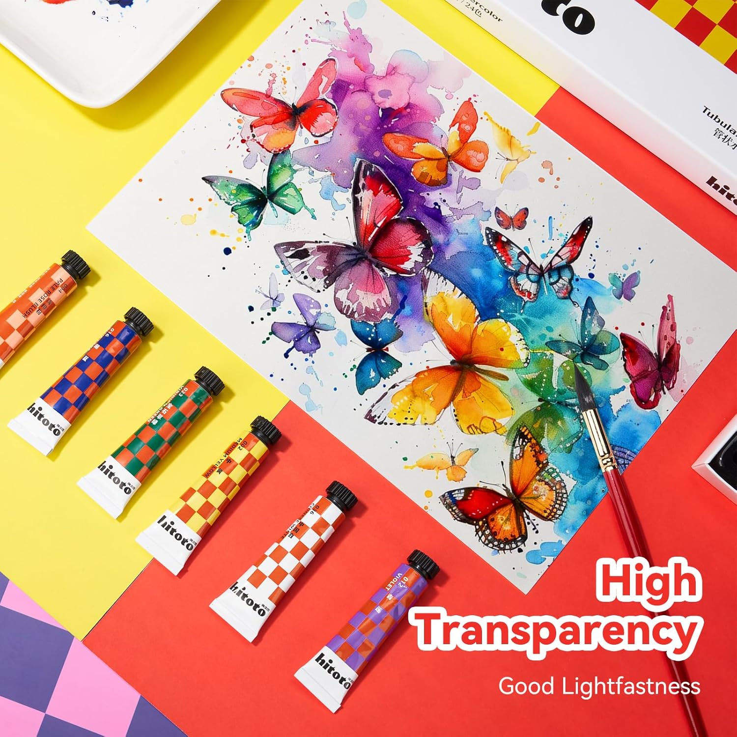 Watercolor Paint Set, 24 Colors x 12ml Watercolor Paint Tubes, Vibrant and Pure Colors, High Transparency Water Color Paint, Suitable for Students and Beginners