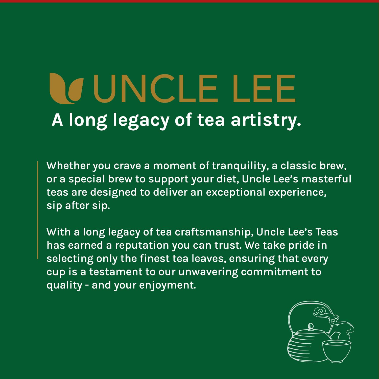 Uncle Lee's Tea Organic White Tea - Premium Tea for Everyday Wellness, Low Caffeine, Antioxidant-Rich White Tea Bags, Individually Wrapped, 100 Count (Pack of 4) - Image 6