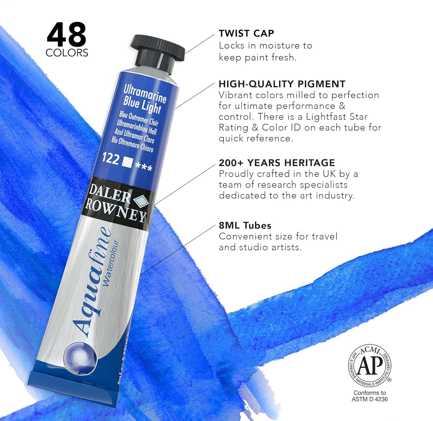 Alternative view of Daler-Rowney Aquafine Watercolor Paints - Watercolor Paint Tubes for Watercolor Paper and More - Watercolor Tubes for Artists and Students - Premium Artist Supplies for All Skill Levels