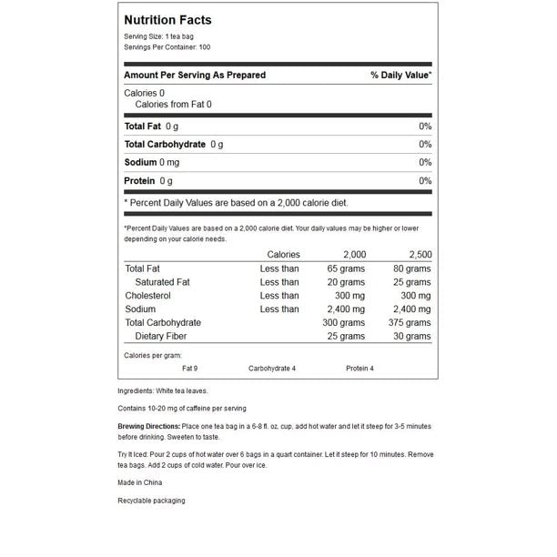 Prince of Peace Premium White Tea, 100 Tea Bags – White Tea Bags – Prince of Peace – White Peony Tea – Camellia Sinensis Tea Bags – Prince of Peace Tea – Premium Grade Tea - Image 7