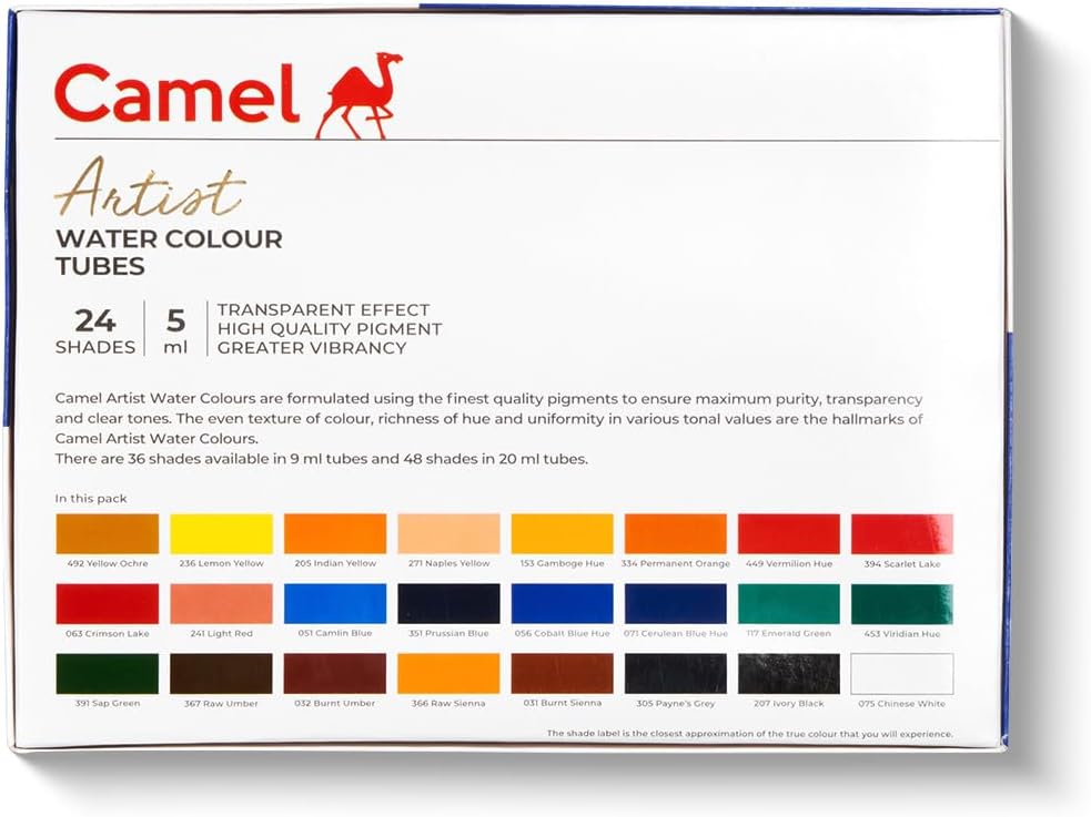 Camlin Kokuyo Artist Watercolor Tube 5ml - 24 Shades (Multicolor)