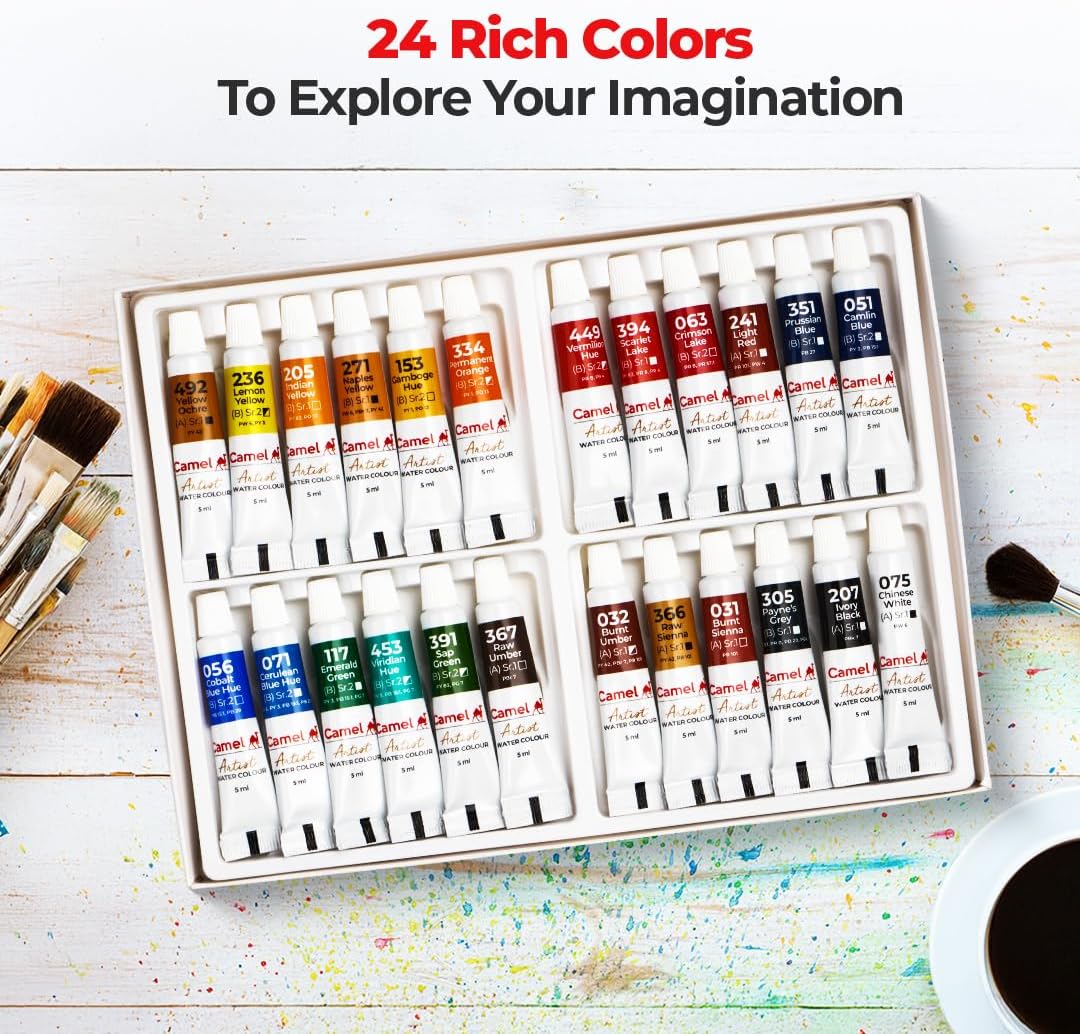 Alternative view of Camlin Kokuyo Artist Watercolor Tube 5ml - 24 Shades (Multicolor)