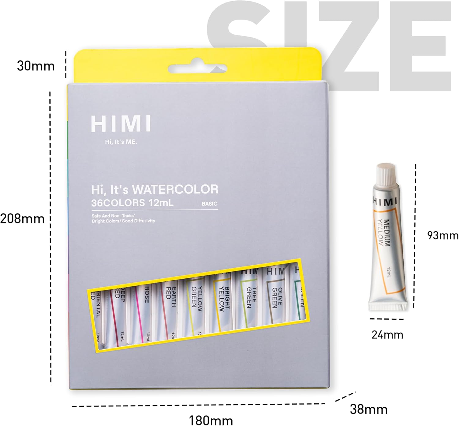 Alternative view of HIMI Watercolor Paint Tube Set - 36 Colors 12ml, with Rich Pigments, Non-Toxic, suitable for Beginners, Artists, and Hobby Painters. Beautiful Gifts for Art Supplies Painting