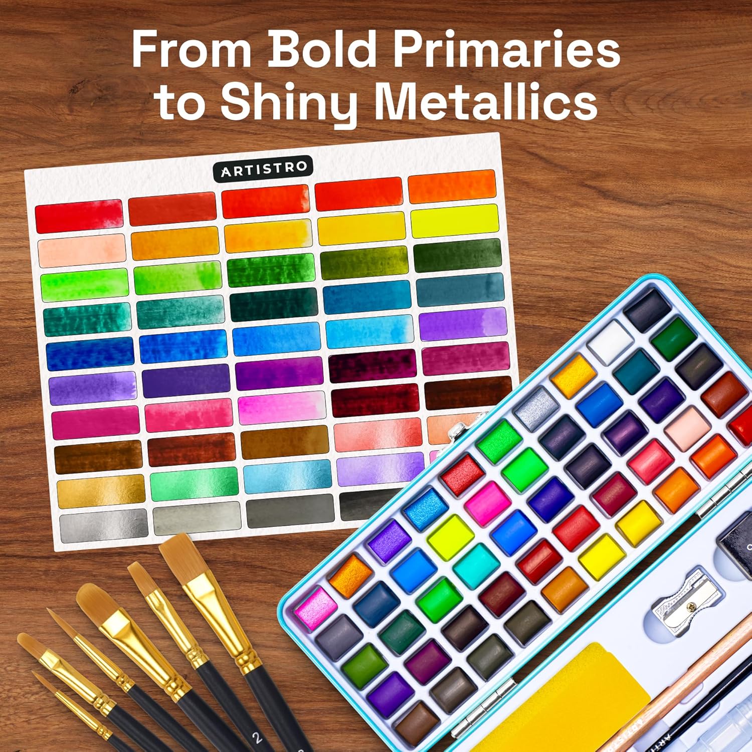 Alternative view of ARTISTRO 50 Watercolor Paint Set - Portable Paint Kit - Perfect for Gifting to Adults, Teens, Tweens, & Kids - Art and Craft Supplies Kit