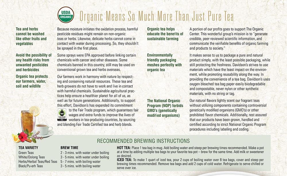 Davidson's Organics, White Peach, 100-count Unwrapped Tea Bags