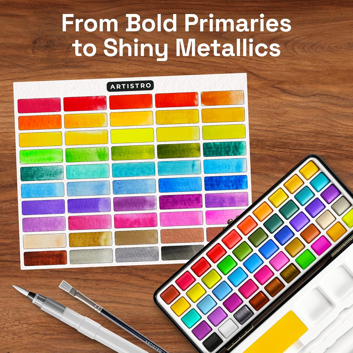 Alternative view of ARTISTRO 50 Colors Watercolor Paint Set - Portable Paint Set with Palette and Brush Pens - Travel Water Color Kit for Adults, Professionals, Kids - Art and Painting Supplies - Christmas Gift Idea