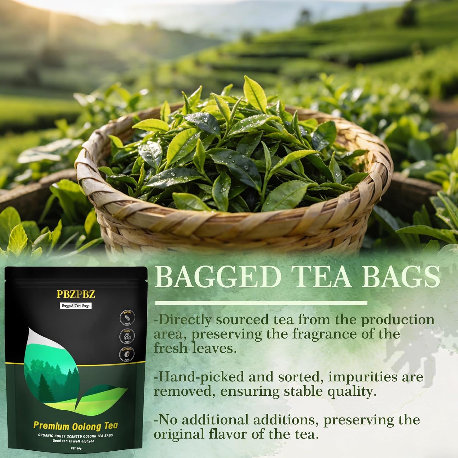 Alternative view of Oolong Whole Leaf Tea Bags | High-Altitude Sourced, Organic & Non-GMO | Supports Daily Relaxation | Smooth Floral Honey Flavor, Daily Wellness Ritual | 20 Bags (1)