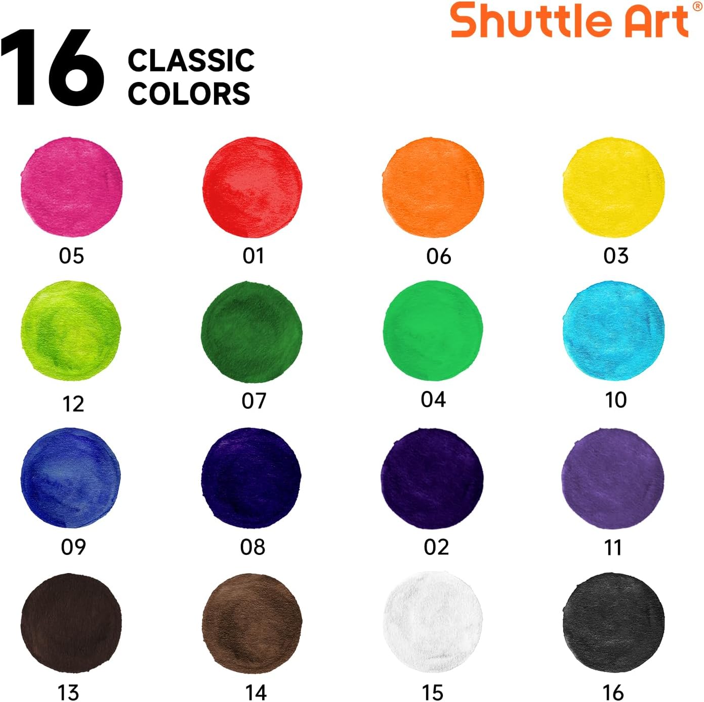 Alternative view of Shuttle Art 16 Colors Watercolor Paint Set Bulk, 15 Pack, Watercolor Paint Set with Paint Brushes for Kids and Adults, Washable Paint for Classroom, Parties, Kindergarten and Art Activities