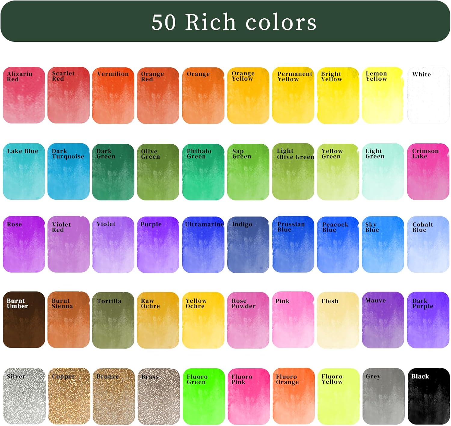 Alternative view of Artecho Watercolor Paint Set 50 Colors, Travel Watercolor Set with Watercolor Papers and Brushes, Ideal for Amateur Hobbyists, Painting Lovers and Artists