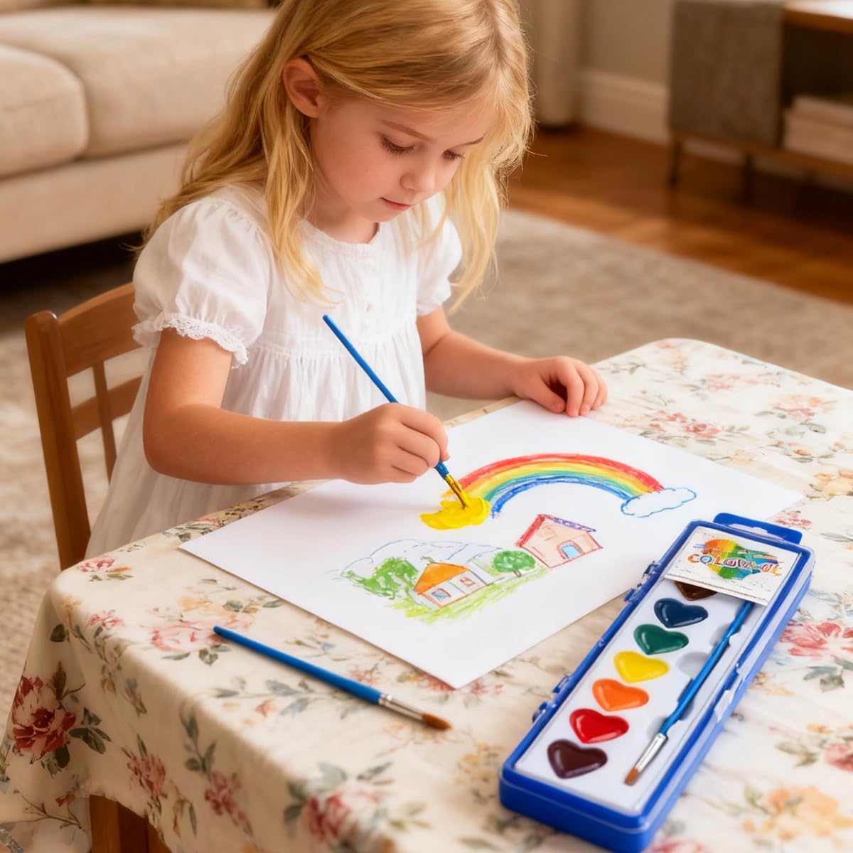 ARTLYMERS 24 Pack Water Color Paint Sets for Kids, 8 Colors Heart Watercolor Paint Set with Paintbrush Washable, Valentines Gifts Art Supplies for Preschool Classroom Party Favor Prizes Exchange