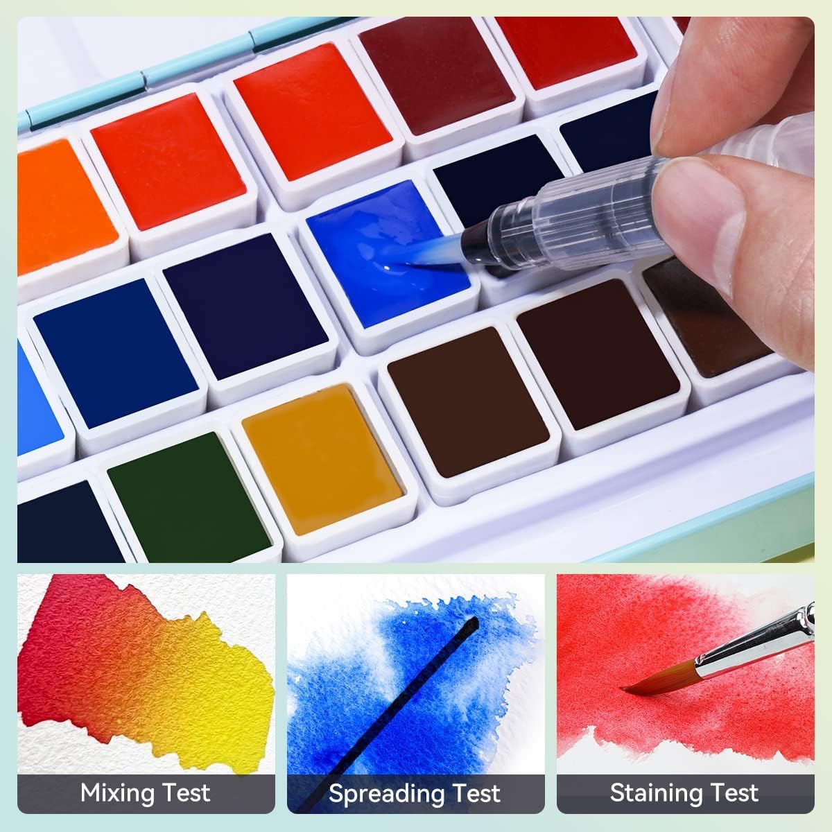Alternative view of MeiLiang Watercolor Paint Set, 36 Vivid Colors in Pocket Box with Metal Ring and Watercolor Brush, Perfect for Students, Beginners and More