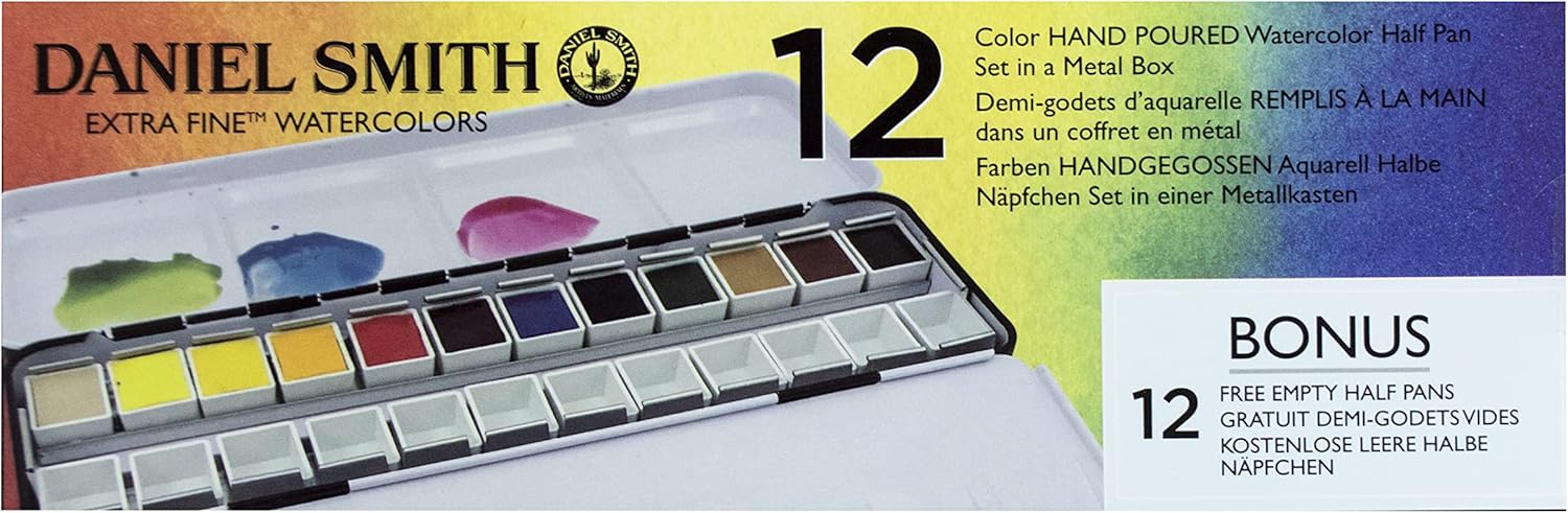 Alternative view of Daniel Smith Color Hand Poured Pan Set in a Metal Box with Bonus 12 Empty Half Pans, 1 Unit (Pack of 1)