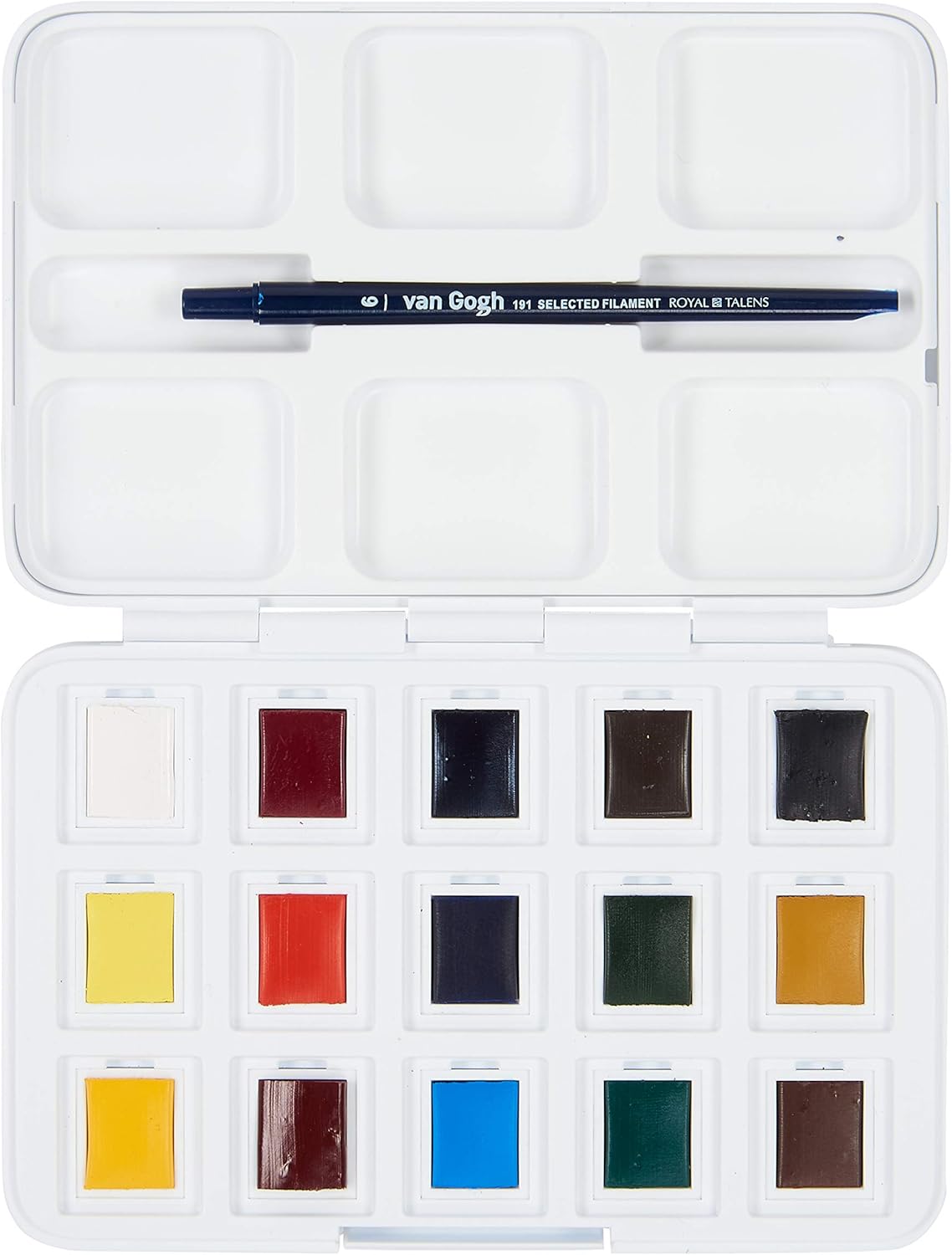 Van Gogh Watercolor Paint Set, Plastic Pocketbox, 12-Half Pan + 3-Half Pan Bonus General Selection