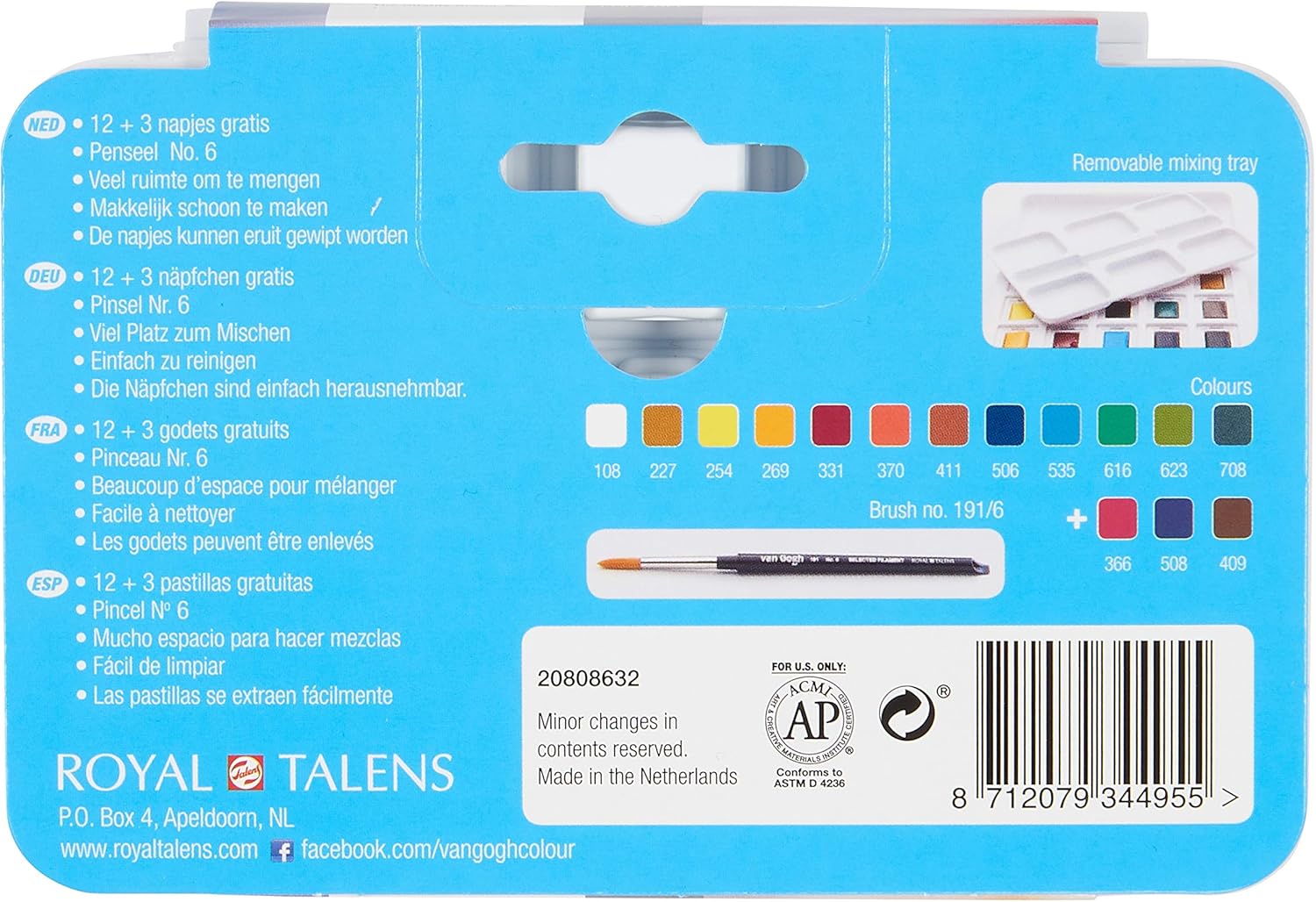 Alternative view of Van Gogh Watercolor Paint Set, Plastic Pocketbox, 12-Half Pan + 3-Half Pan Bonus General Selection