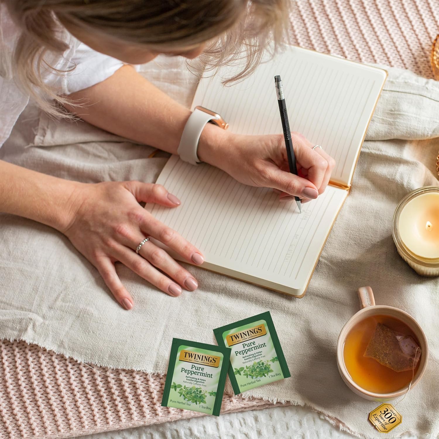 Alternative view of Twinings Pure Peppermint Herbal Tea Individually Wrapped Bags, 100 Count (Pack of 1), Fresh Minty Flavour, Naturally Caffeine-Free, Enjoy Hot or Iced, 100 Teabags