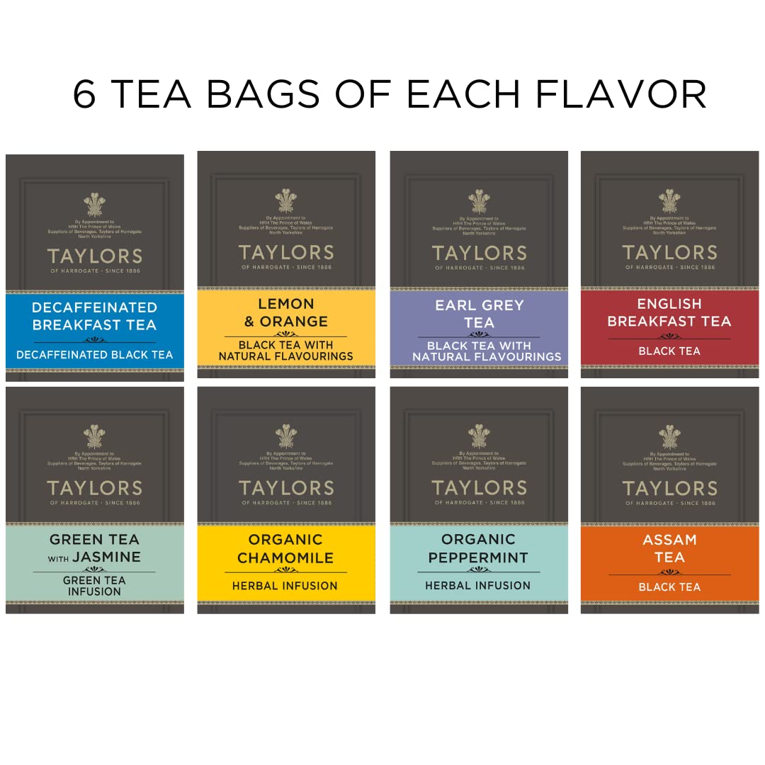 Alternative view of Taylors of Harrogate Assorted Specialty Teas Sampler, Variety Pack Gift Box, Individually Wrapped Bags, 48 Count (Pack of 1), Premium Black, Green & Herbal Teas, Mixed Caffeinated & Caffeine-Free Selection, 48 Teabags