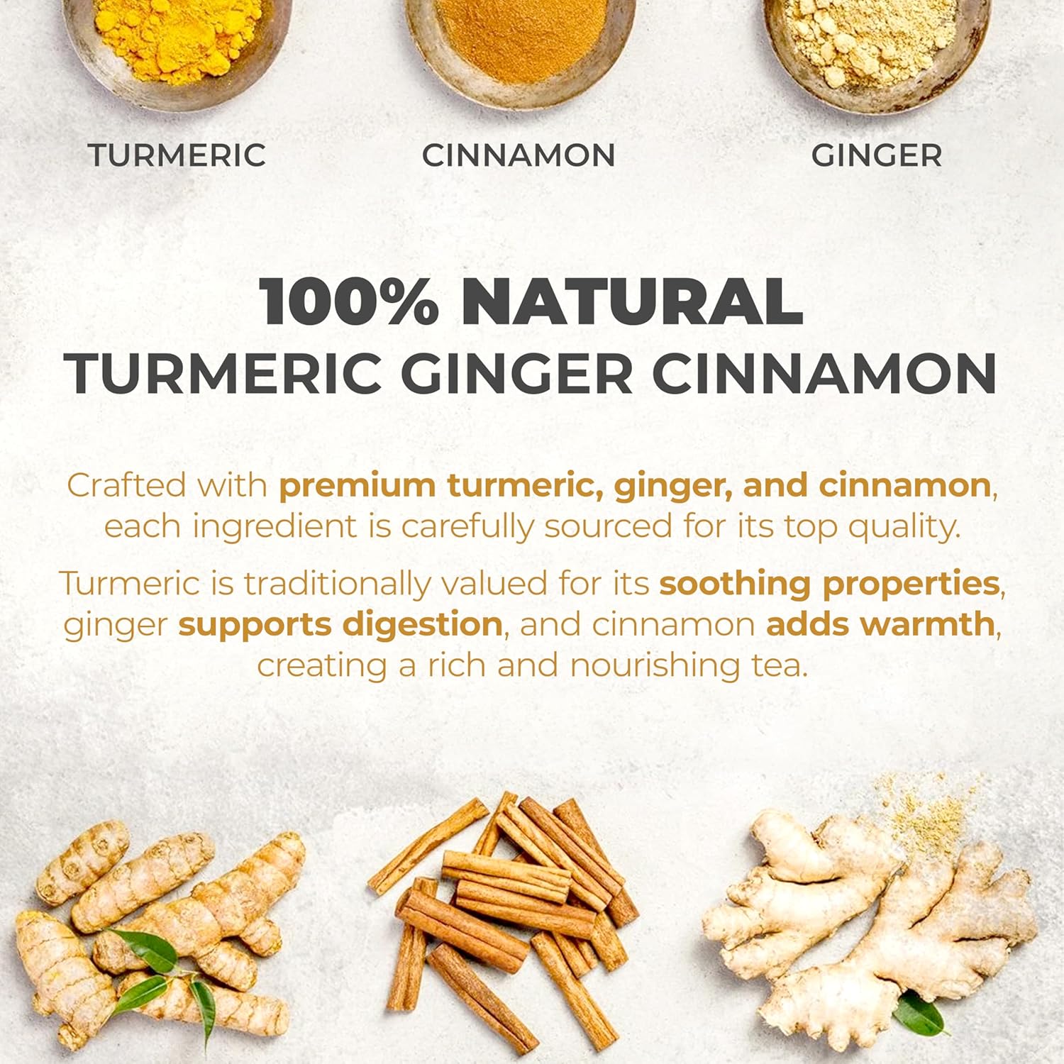 Alternative view of LeafLea 40 Turmeric Ginger Cinnamon Tea Bags, 100% Natural Ingredients Herbal Tea, Turmeric Ginger Herbal Blend for Wellness, Vegan, No Sugar, Caffeine-Free, Individually Wrapped for Freshness
