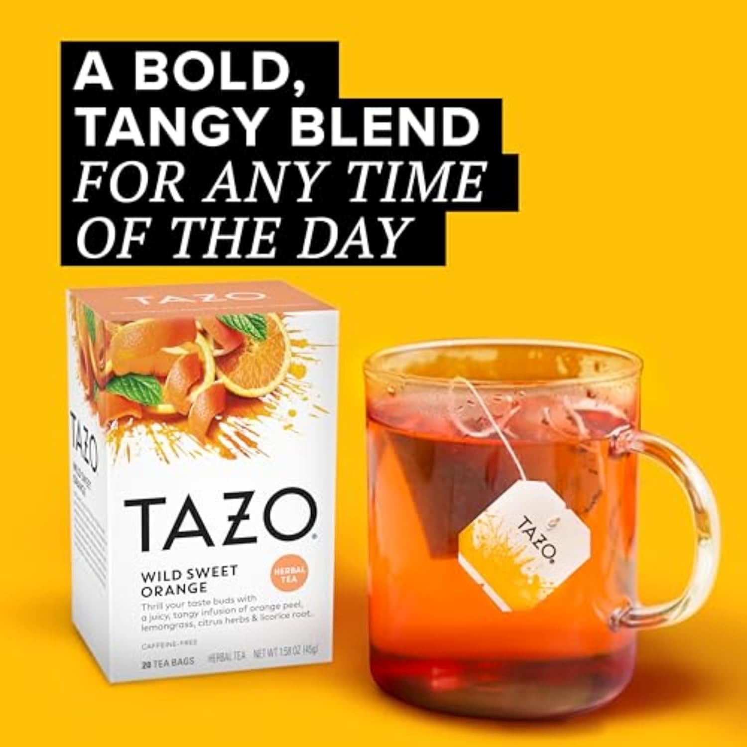 TAZO Wild Sweet Orange Tea Bags, Unsweetened Herbal Tea, Caffeine Free, 20 Total Bags