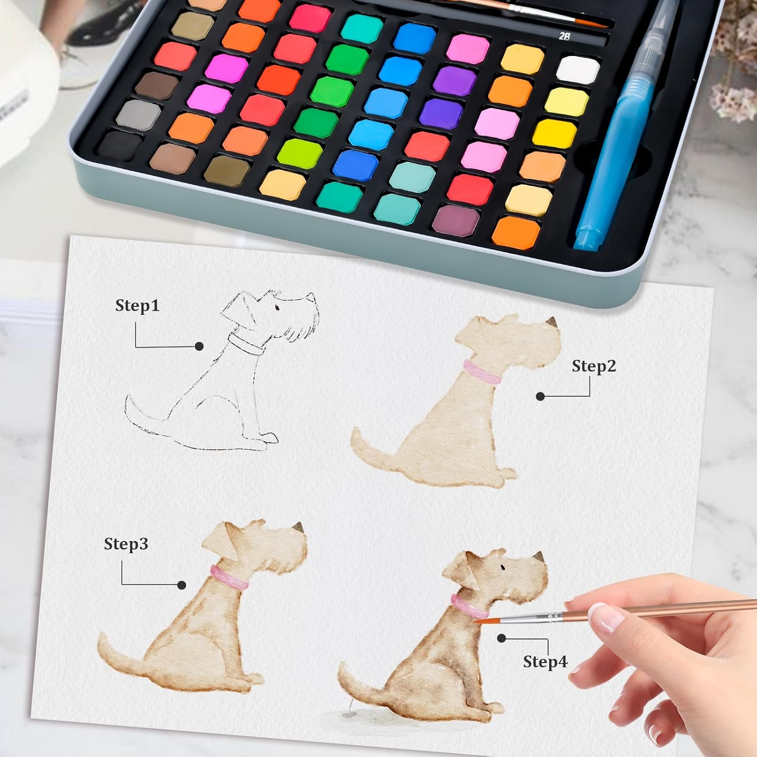 Valentines Day Gifts for Kids Watercolor Paint - Water Color Paint Adult Sets for Kids Boys Girls Teens Water Colors Paint Palette Stocking Stuffers Christmas Arts and Crafts Art Supplies Travel Mini Watercolor Set