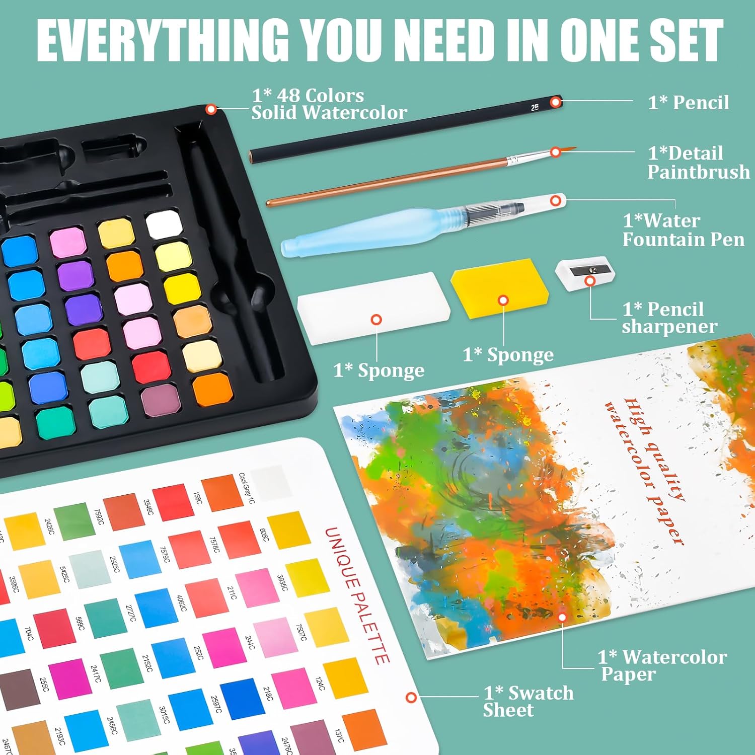 Valentines Day Gifts for Kids Watercolor Paint - Water Color Paint Adult Sets for Kids Boys Girls Teens Water Colors Paint Palette Stocking Stuffers Christmas Arts and Crafts Art Supplies Travel Mini Watercolor Set - Image 3